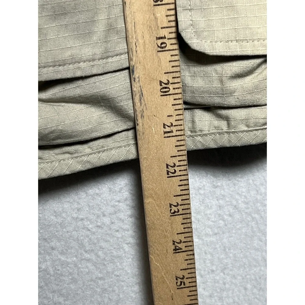LL Bean Mens Small Khaki Ripstop Cotton Utility Fishing Safari Vest Beige - Picture 6 of 12